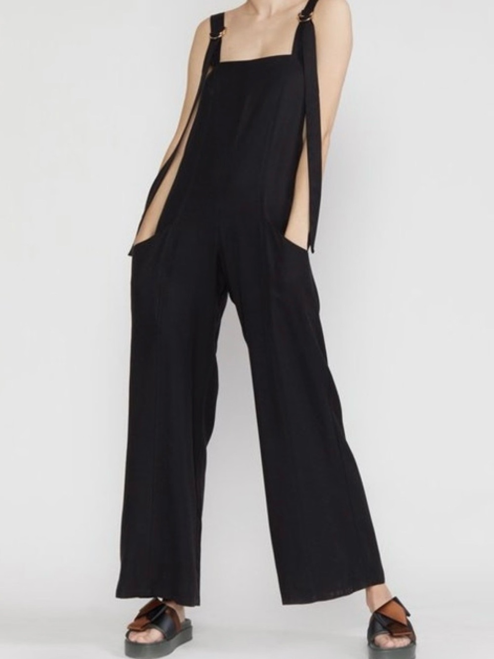 Cynthia Rowley Devin Black Wide-Leg Jumpsuit NWT Size L